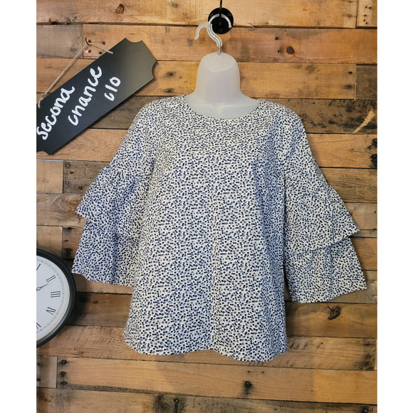 J. Crew Mercantile women's floral ruffled sleeve top size 8 - Picture 1 of 10
